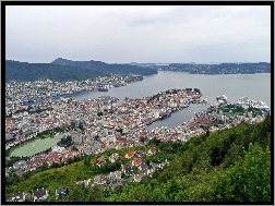 Norwegia, Miasta, Panorama, Bergen